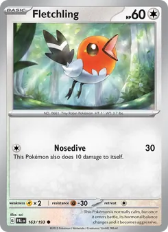 Fletchling — Paldea Evolved #163, 2023. Illustrated by sui.