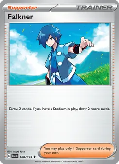 Falkner — Paldea Evolved #180, 2023. Illustrated by Ryuta Fuse.