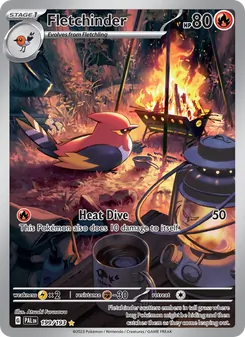 Fletchinder — Paldea Evolved #199, 2023. Illustrated by Atsushi Furusawa.