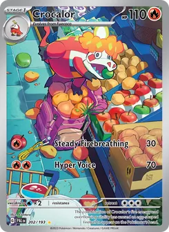 Crocalor — Paldea Evolved #202, 2023. Illustrated by kantaro.