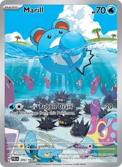 Marill — Paldea Evolved #204, 2023. Illustrated by Atsuya Uki.