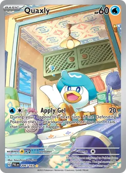 Quaxly — Paldea Evolved #206, 2023. Illustrated by Souichirou Gunjima.