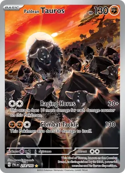 Paldean Tauros — Paldea Evolved #218, 2023. Illustrated by Anesaki Dynamic.