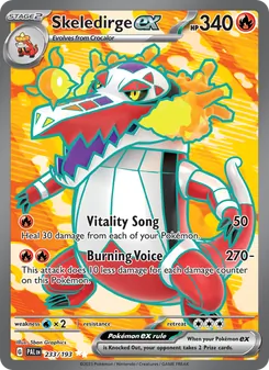 Skeledirge ex — Paldea Evolved #233, 2023. Illustrated by 5ban Graphics.