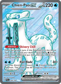 Chien-Pao ex — Paldea Evolved #236, 2023. Illustrated by aky CG Works.