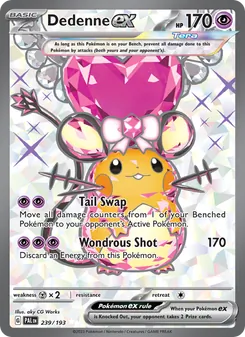 Dedenne ex — Paldea Evolved #239, 2023. Illustrated by aky CG Works.