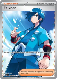 Falkner — Paldea Evolved #251, 2023. Illustrated by Ryuta Fuse.