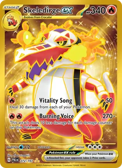 Skeledirge ex — Paldea Evolved #272, 2023. Illustrated by 5ban Graphics.