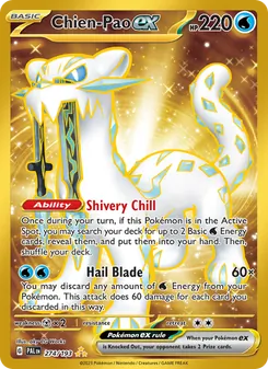 Chien-Pao ex — Paldea Evolved #274, 2023. Illustrated by aky CG Works.