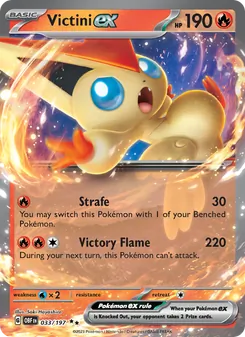 Victini ex — Obsidian Flames #033, 2023. Illustrated by Saki Hayashiro.