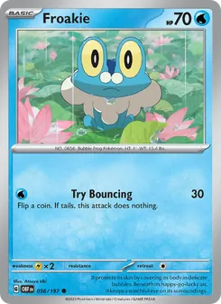 Froakie — Obsidian Flames #056, 2023. Illustrated by Atsuya Uki.