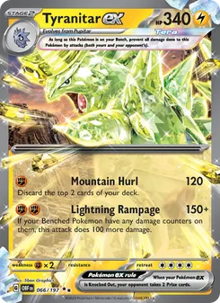 Tyranitar ex — Obsidian Flames #066, 2023. Illustrated by 5ban Graphics.