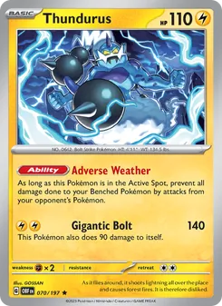 Thundurus — Obsidian Flames #070, 2023. Illustrated by GOSSAN.