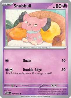Snubbull — Obsidian Flames #087, 2023. Illustrated by Sekio.