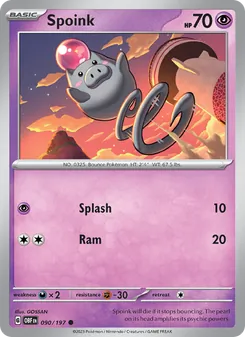 Spoink — Obsidian Flames #090, 2023. Illustrated by GOSSAN.