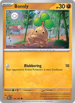 Bonsly — Obsidian Flames #110, 2023. Illustrated by Mizue.