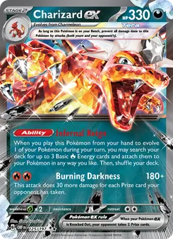 Charizard ex — Obsidian Flames #125, 2023. Illustrated by 5ban Graphics.