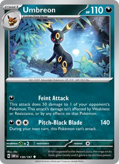 Umbreon — Obsidian Flames #130, 2023. Illustrated by rika.