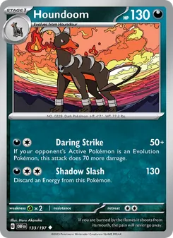 Houndoom — Obsidian Flames #133, 2023. Illustrated by Haru Akasaka.
