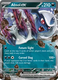 Absol ex — Obsidian Flames #135, 2023. Illustrated by Nisota Niso.