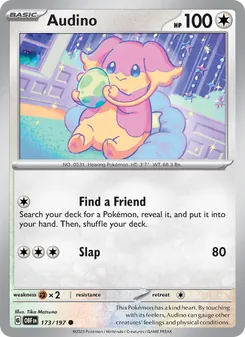 Audino — Obsidian Flames #173, 2023. Illustrated by Tika Matsuno.