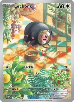 Lechonk — Obsidian Flames #209, 2023. Illustrated by Narumi Sato.