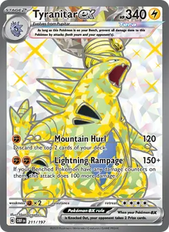 Tyranitar ex — Obsidian Flames #211, 2023. Illustrated by 5ban Graphics.