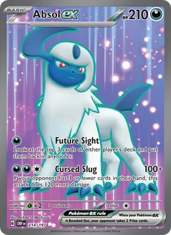 Absol ex — Obsidian Flames #214, 2023. Illustrated by PLANETA Mochizuki.