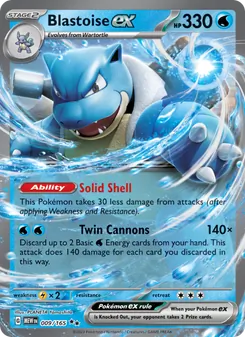 Blastoise ex — 151 #009, 2023. Illustrated by PLANETA Yamashita.