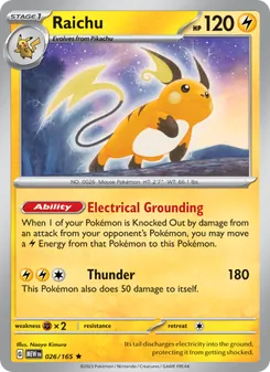 Raichu — 151 #026, 2023. Illustrated by Naoyo Kimura.