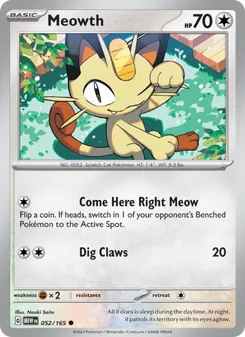 Meowth — 151 #052, 2023. Illustrated by Naoki Saito.
