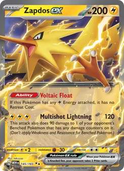 Zapdos ex — 151 #145, 2023. Illustrated by takuyoa.