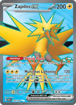 Zapdos ex — 151 #192, 2023. Illustrated by takuyoa.