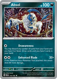 Absol — Paradox Rift #113, 2023. Illustrated by Shinji Kanda.