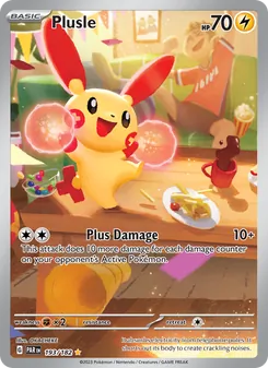 Plusle — Paradox Rift #193, 2023. Illustrated by OKACHEKE.