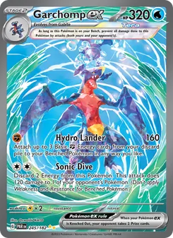 Garchomp ex — Paradox Rift #245, 2023. Illustrated by Oswaldo KATO.