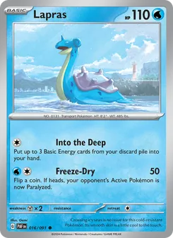 Lapras — Paldean Fates #016, 2024. Illustrated by Gemi.