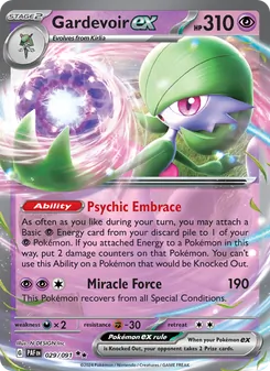 Gardevoir ex — Paldean Fates #029, 2024. Illustrated by N-DESIGN Inc..