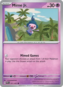 Mime Jr. — Paldean Fates #031, 2024. Illustrated by HYOGONOSUKE.