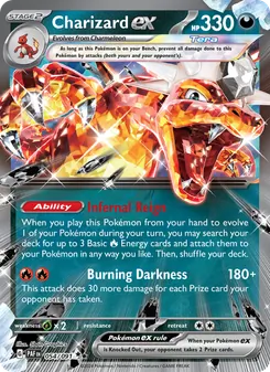 Charizard ex — Paldean Fates #054, 2024. Illustrated by 5ban Graphics.