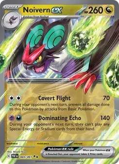 Noivern ex — Paldean Fates #069, 2024. Illustrated by Nisota Niso.
