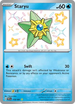 Staryu — Paldean Fates #118, 2024. Illustrated by Nisota Niso.