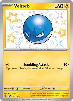 Voltorb — Paldean Fates #133, 2024. Illustrated by Misa Tsutsui.