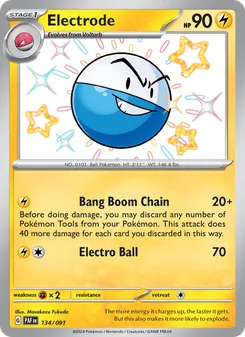Electrode — Paldean Fates #134, 2024. Illustrated by Masakazu Fukuda.