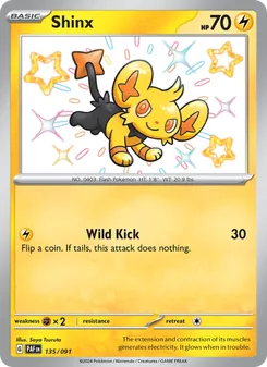 Shinx — Paldean Fates #135, 2024. Illustrated by Saya Tsuruta.