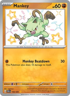Mankey — Paldean Fates #169, 2024. Illustrated by nagimiso.