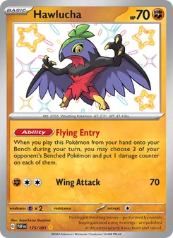 Hawlucha — Paldean Fates #175, 2024. Illustrated by Souichirou Gunjima.