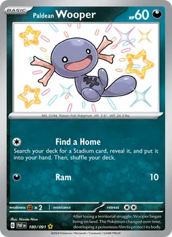 Paldean Wooper — Paldean Fates #180, 2024. Illustrated by Nisota Niso.