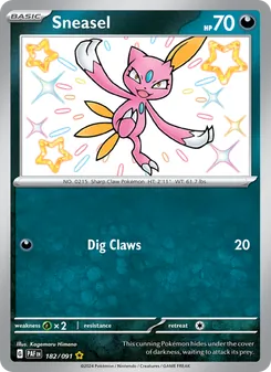 Sneasel — Paldean Fates #182, 2024. Illustrated by Kagemaru Himeno.