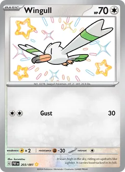 Wingull — Paldean Fates #203, 2024. Illustrated by kurumitsu.